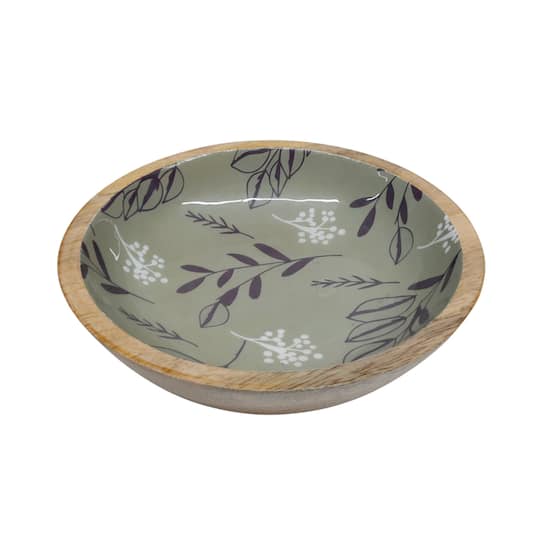 9.75" Plant Patterned Wood Bowl by Ashland®